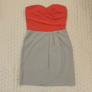 Strapless Coral and Gray Dress